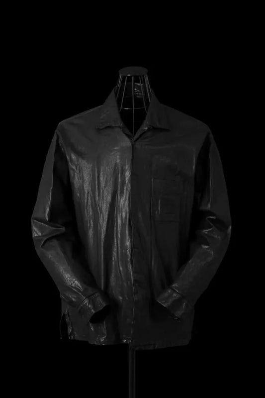 ISAMUKATAYAMA  BACKLASH JAPAN STEER WHITE+MIMOSA/TANNED 0.6mm “GARMENT-DYED” OPEN COLLAR SHIRT L/S