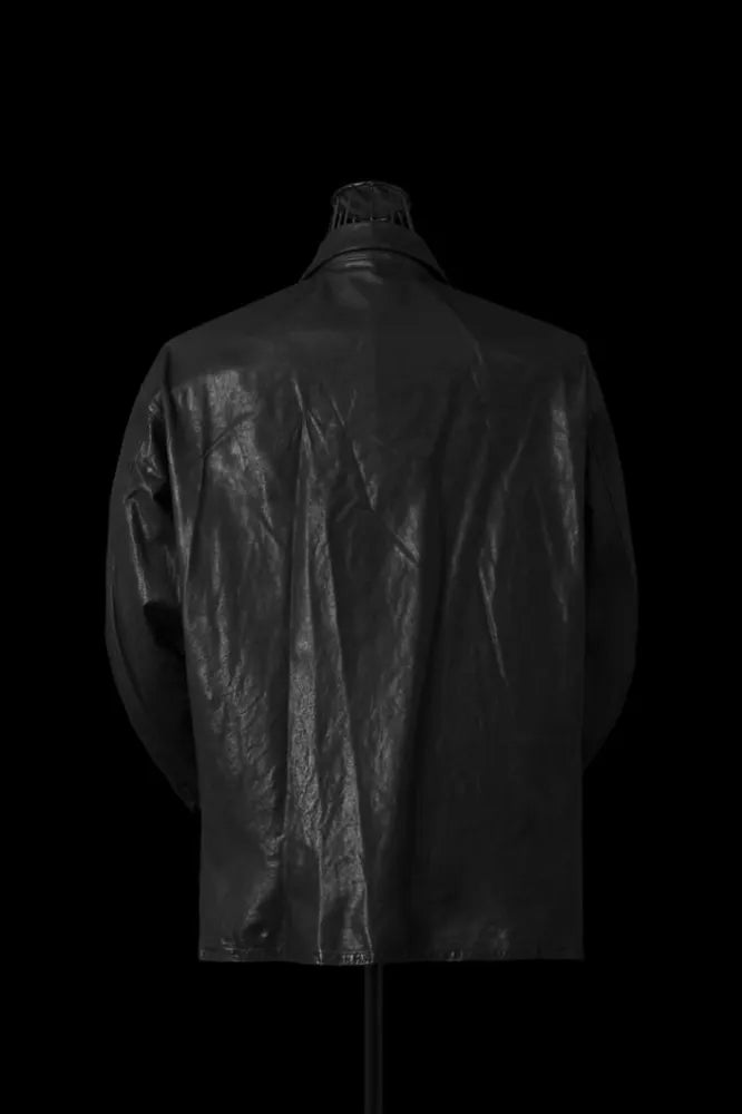 ISAMUKATAYAMA  BACKLASH JAPAN STEER WHITE+MIMOSA/TANNED 0.6mm “GARMENT-DYED” OPEN COLLAR SHIRT L/S