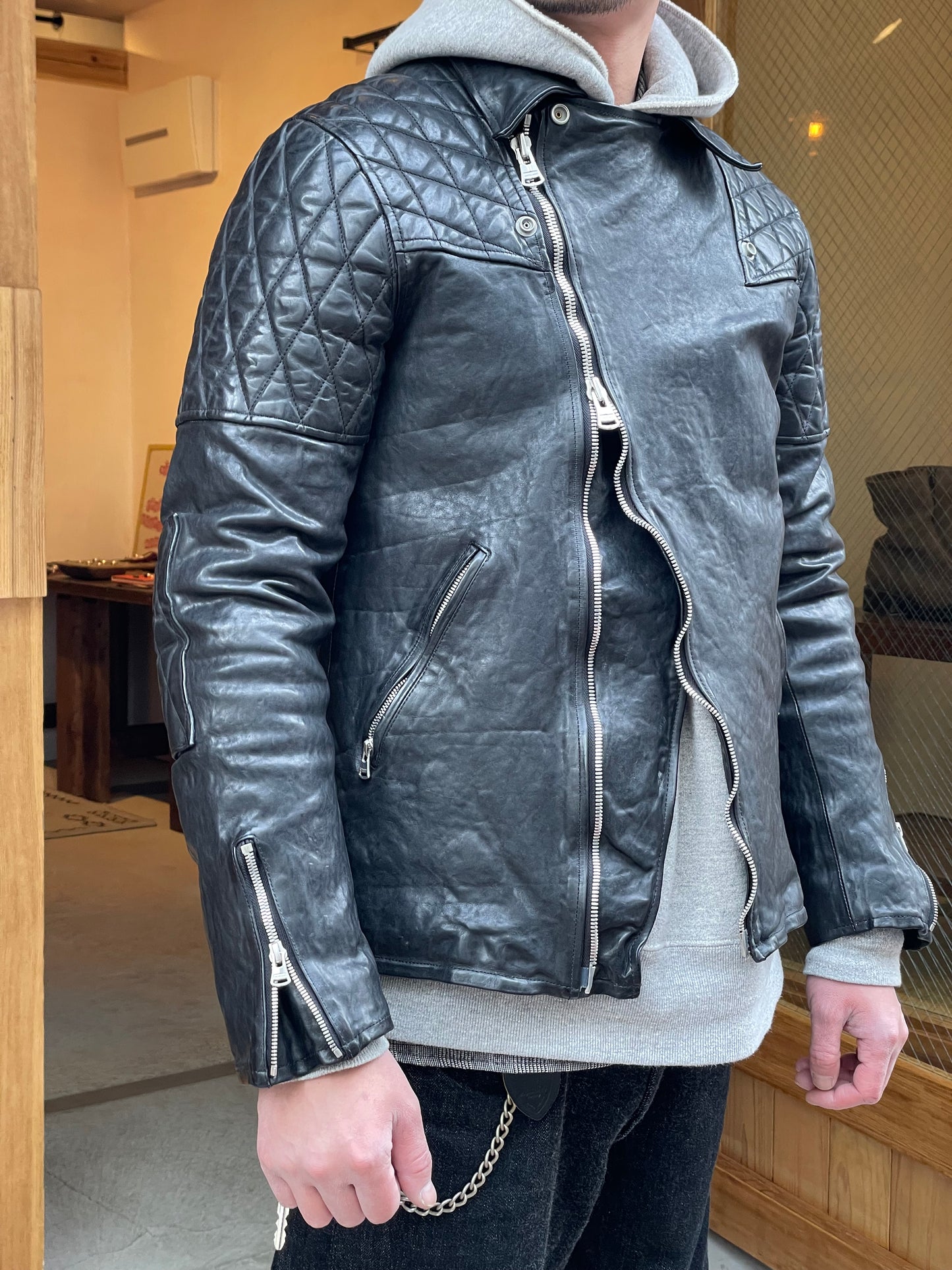 FRENCH SHOULDER “GARMENT-DYED” PADDED DOUBLE RIDERS【PADDED QUILT LINING】