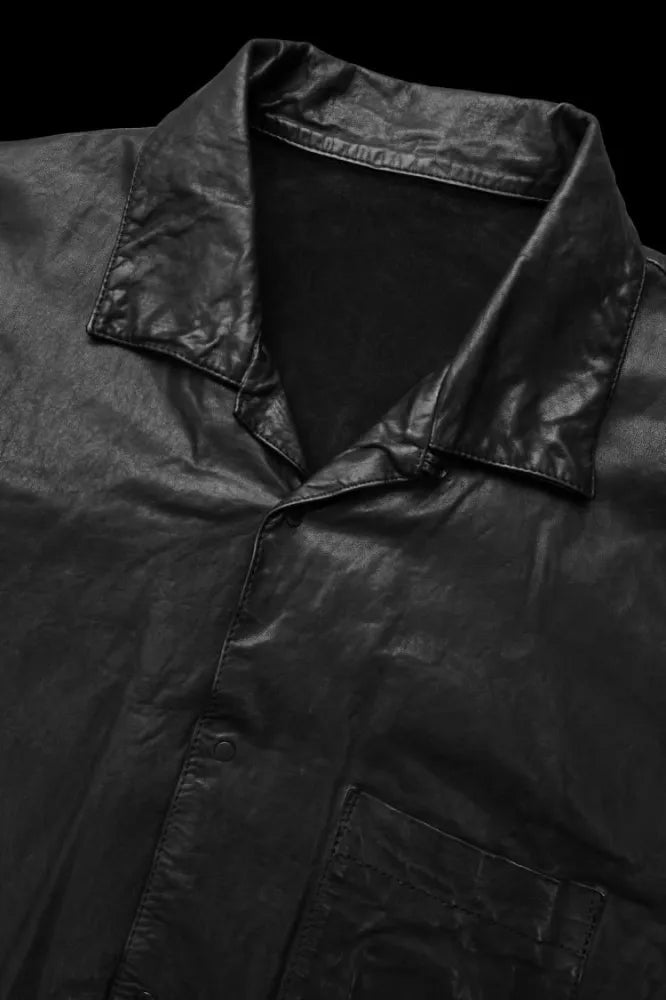 ISAMUKATAYAMA  BACKLASH JAPAN STEER WHITE+MIMOSA/TANNED 0.6mm “GARMENT-DYED” OPEN COLLAR SHIRT L/S