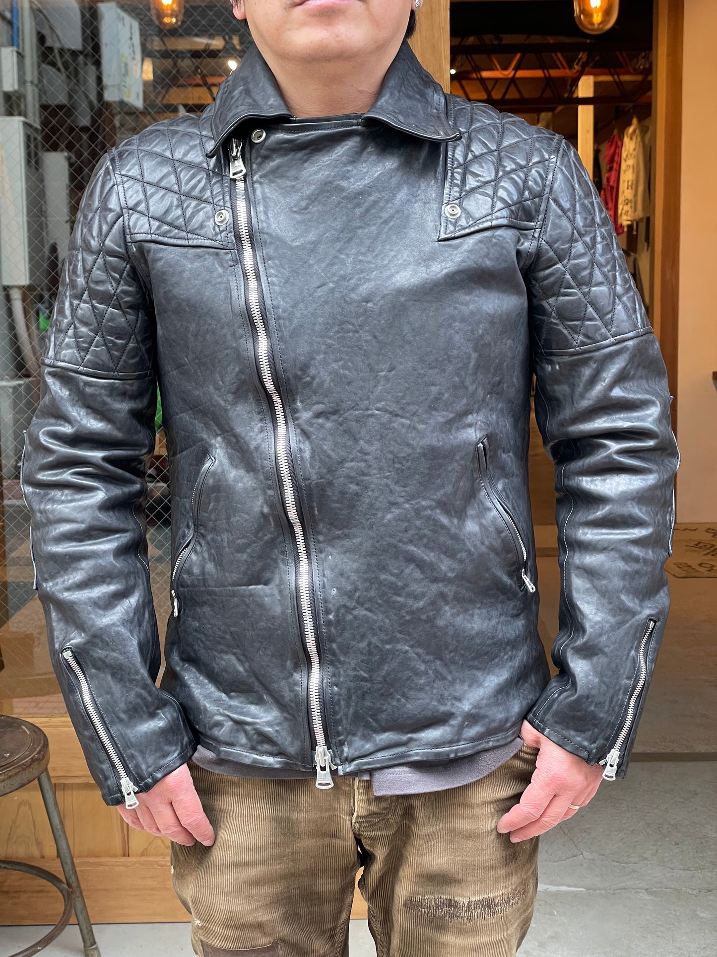 FRENCH SHOULDER “GARMENT-DYED” PADDED DOUBLE RIDERS【PADDED QUILT LINING】