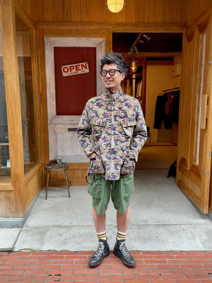 ISAMUKATAYAMA  BACKLASH PIG SUEDE “CAMO PRINT” MILITARY JACKET