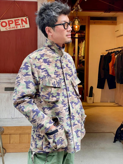 ISAMUKATAYAMA  BACKLASH PIG SUEDE “CAMO PRINT” MILITARY JACKET