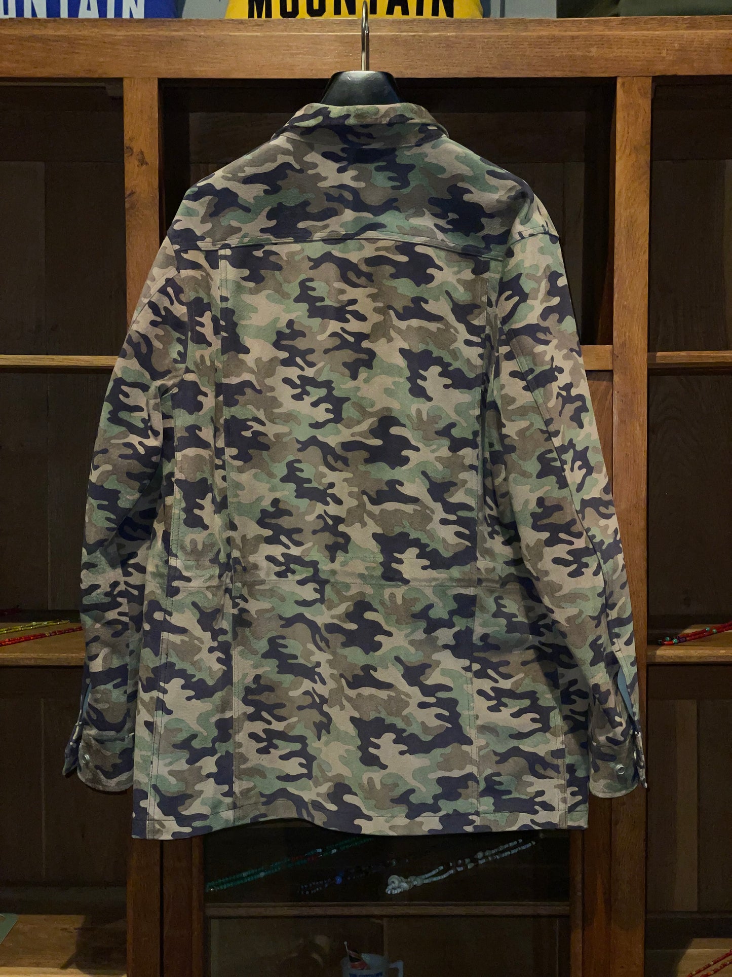 ISAMUKATAYAMA  BACKLASH PIG SUEDE “CAMO PRINT” MILITARY JACKET