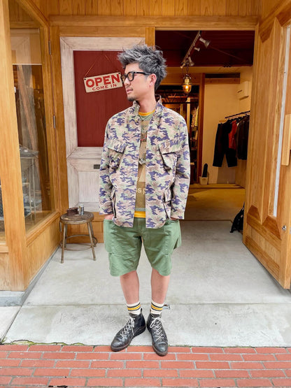 ISAMUKATAYAMA  BACKLASH PIG SUEDE “CAMO PRINT” MILITARY JACKET