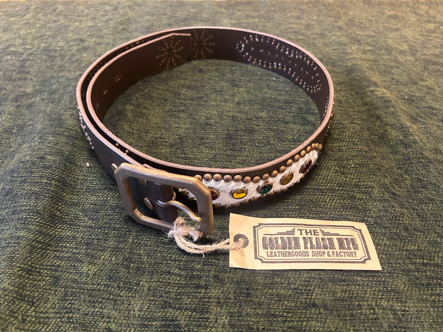 LEATHER STUDDED BELT(PEANUTS)
