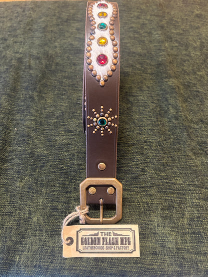 LEATHER STUDDED BELT(PEANUTS)